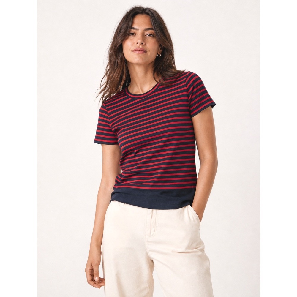 Banana Republic Womens Striped T-Shirt XS Navy Red Crew Neck Nautical Tee